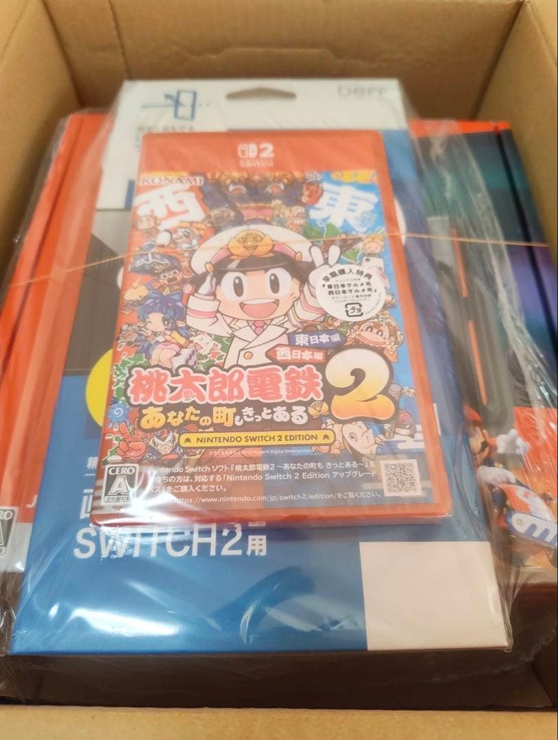 新品未使用、Nintendo Switch 2本体、新品ソフト2本、保護フィルム