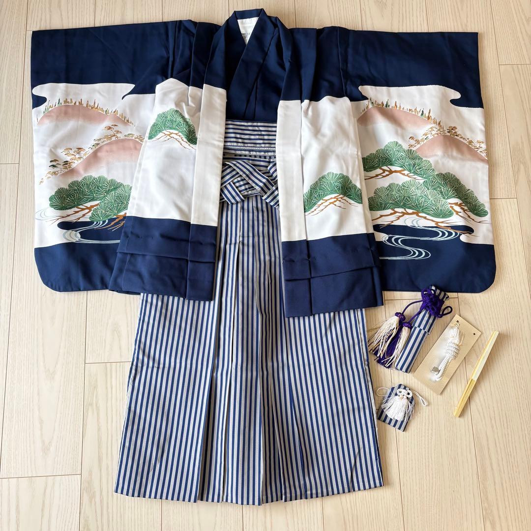 男の子　袴　七五三 紺色　美品　5歳　着物