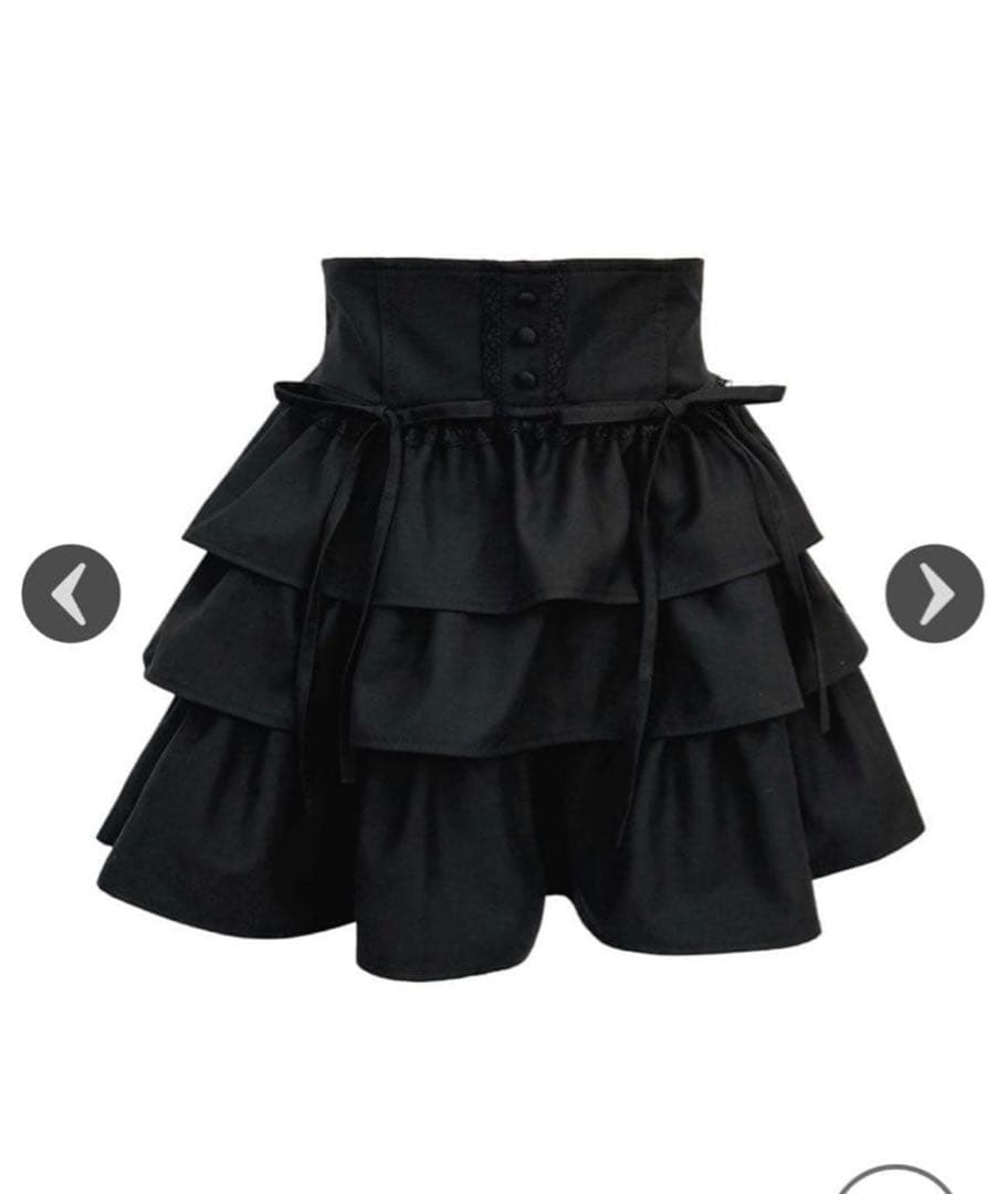 HONEY MEW ティアードフリルスカート　黒　ブラック　XS