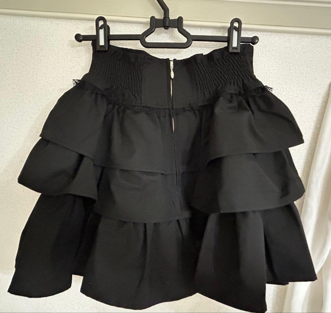 HONEY MEW ティアードフリルスカート　黒　ブラック　XS