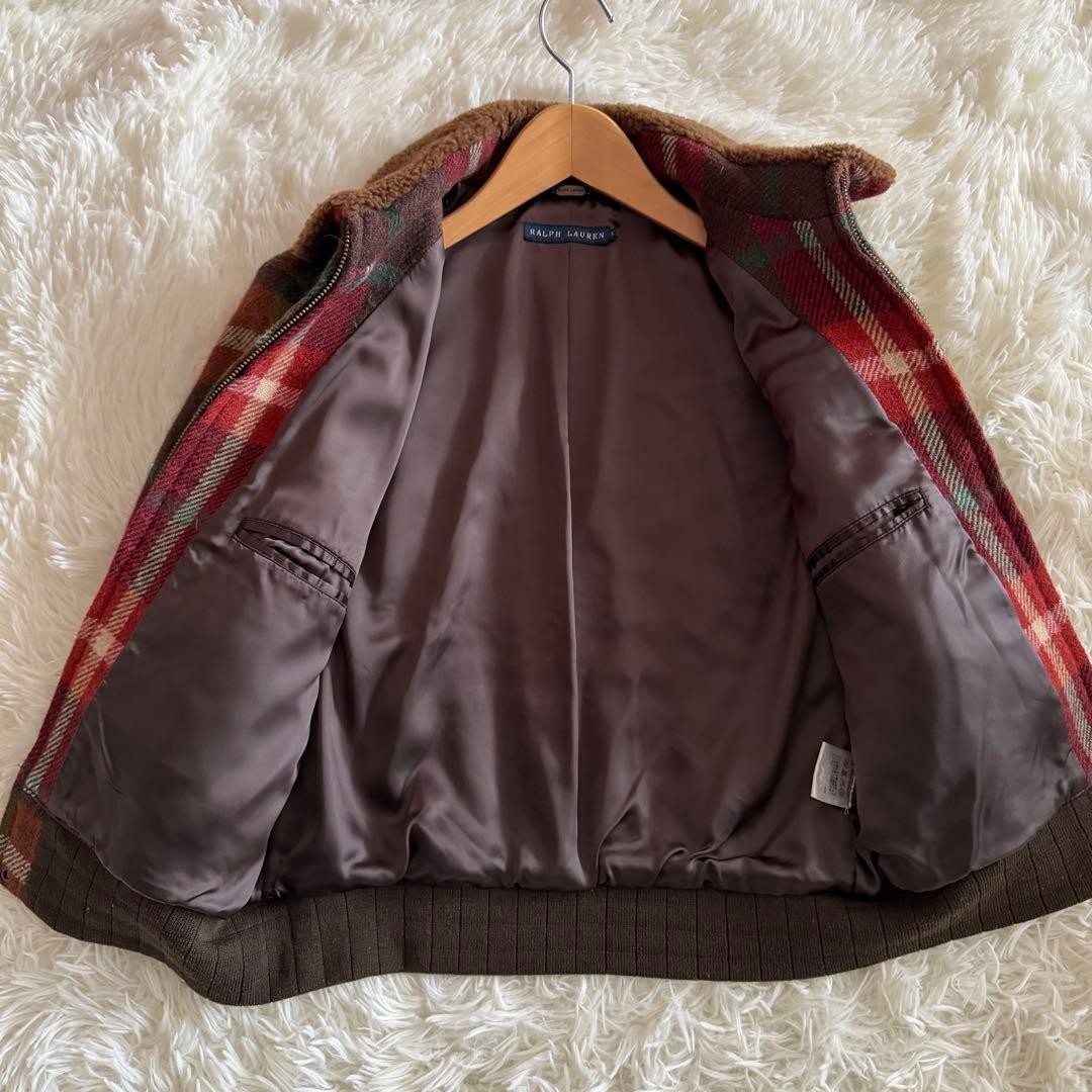 【極美品】【希少】ラルフローレン　ブルゾン　ファー　アルパカ　チェック柄　S