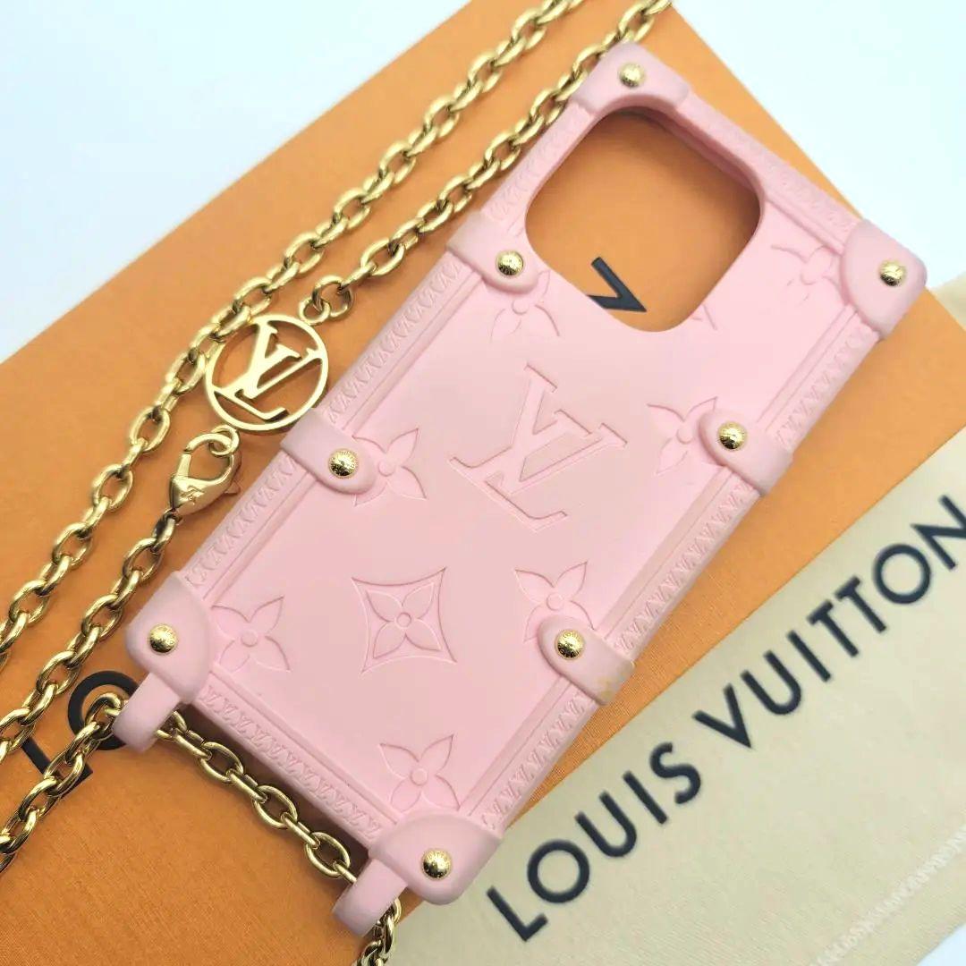 ルイヴィトン iphone14pro ケース リ トランク チェーン ピンク