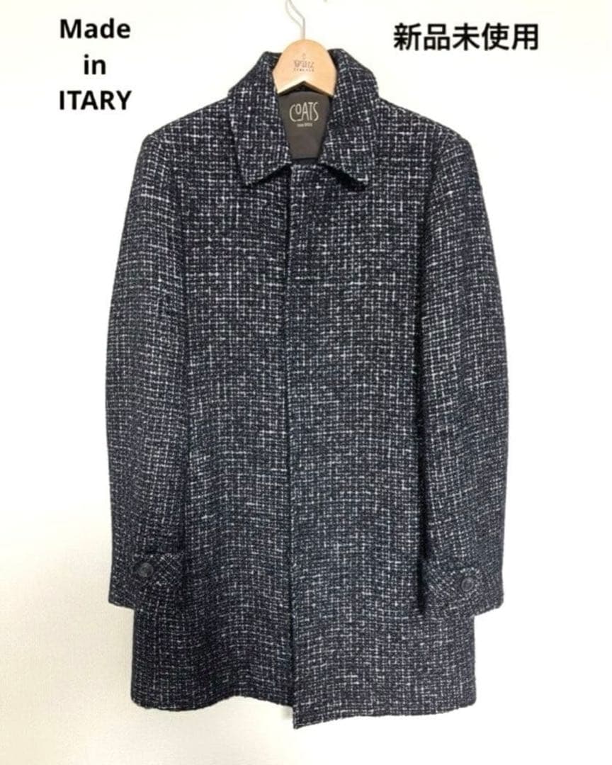 最高級 COATS MILANO ネイビー ツイード チェスターコート