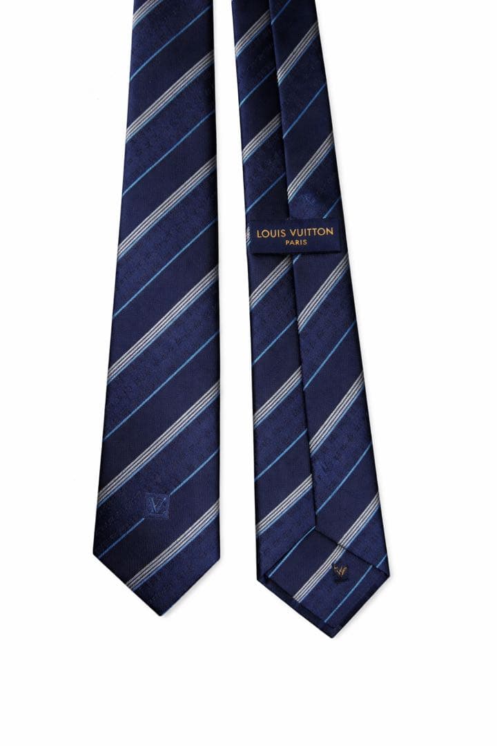 LOUIS VUITTON モノグラム　ネイビー ストライプ ネクタイ