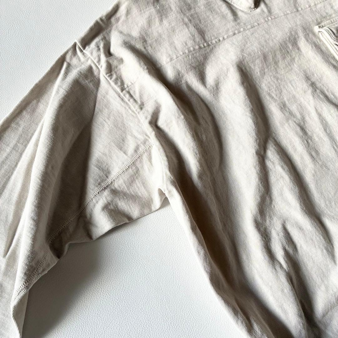 45R　現行　でこぼこ天竺の908アウターTシャツ　刺繍入　アンティークホワイト