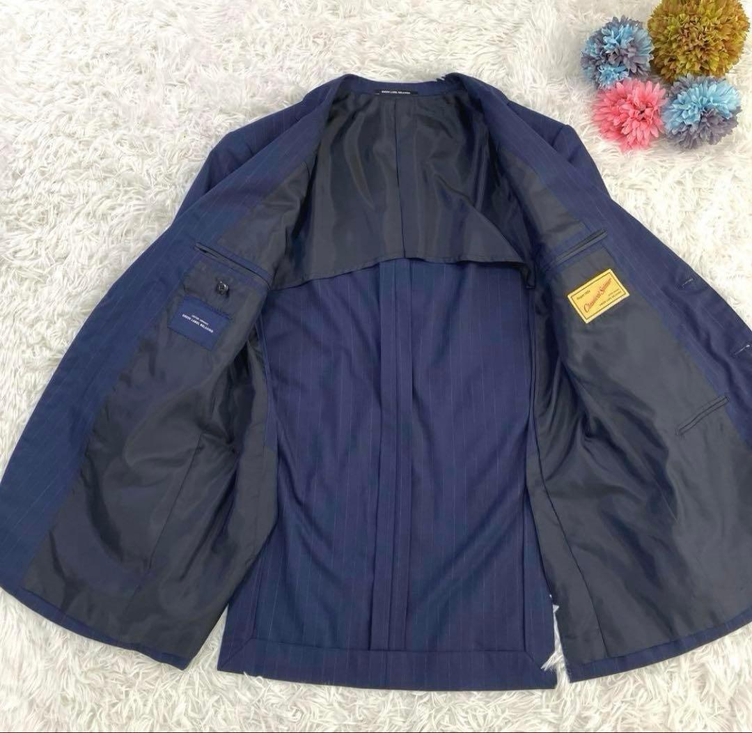 グリーンレーベルリラクシング　スーツ　チョークストライプ　ネイビー　3ピース