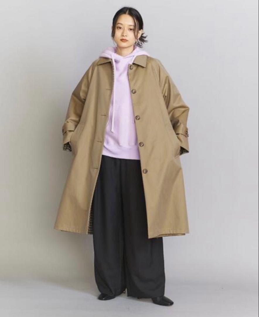BEAUTY&YOUTH コットンシャンブレーリバーシブル ステンカラーコート