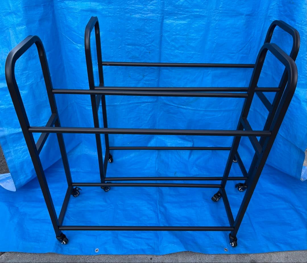 移動式スチールタイヤラック キャスター付き 中型２個セット