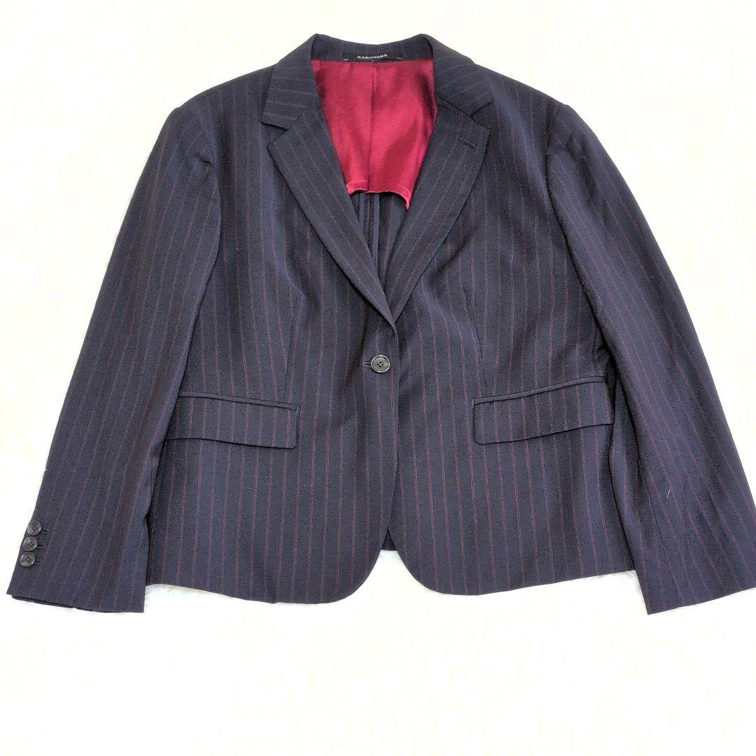 カシヤマ 洗える ビジネススーツ セットアップ ネイビー 大きいサイズ