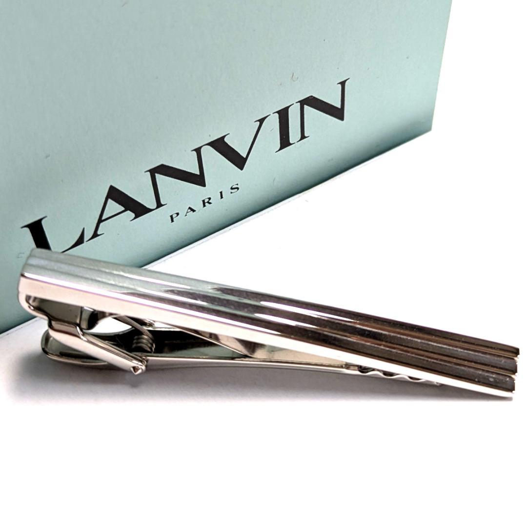 lvt31ドイツ製 ランバン ネクタイピン シルバー アーキテクチャーストライプ