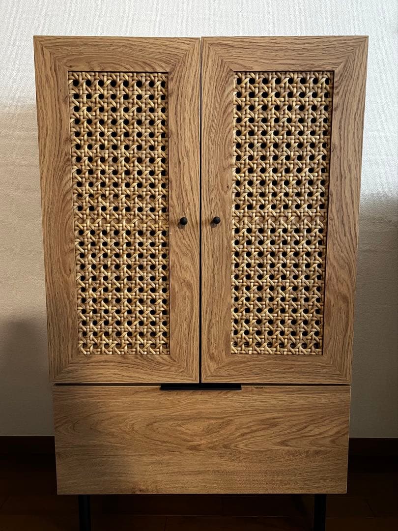 LOWYA ロウヤ　ラタン調　ハイチェストキャビネット　棚　ハイキャビネット