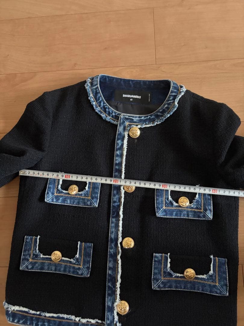 DSQUARED2 ノーカラージャケット ブラック/デニム