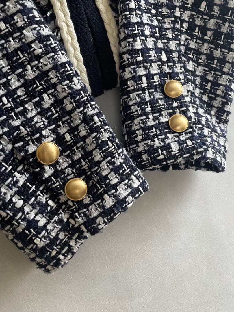 極美品✨ジャスグリッティー 25SS ツイードジャケット　紺　サイズ1