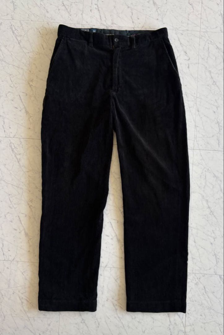 90s ラルフローレン 太畝 コーデュロイ パンツW33×L30 ブラック