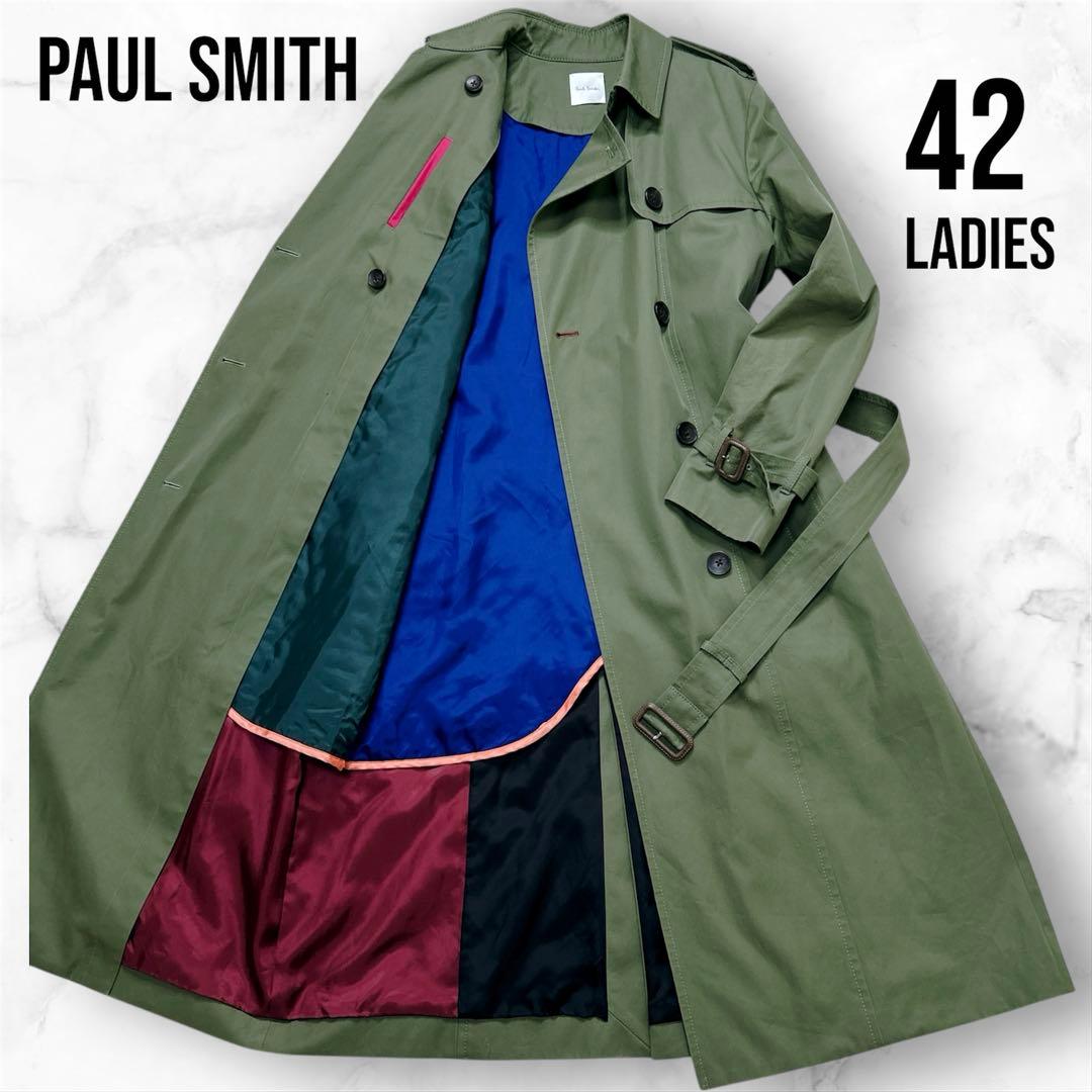 【極美品】ポールスミス 現行 トレンチコート ダブル マキシ丈 カーキ XL
