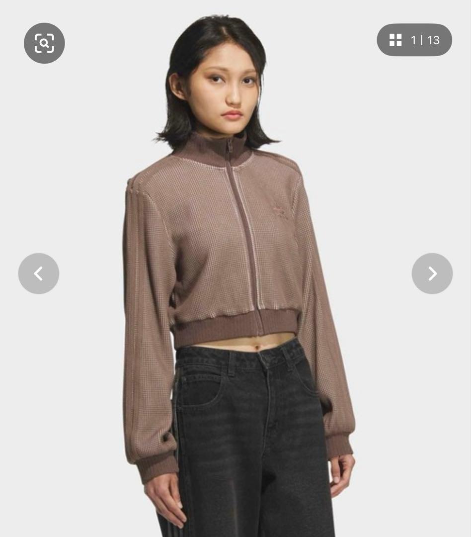 adidas クロップトラックトップ ブラウン M