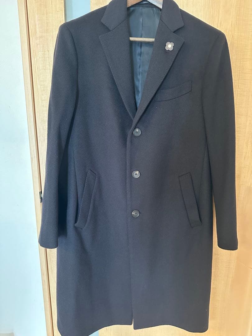 LARDINI チェスターコート 花ブローチ付き