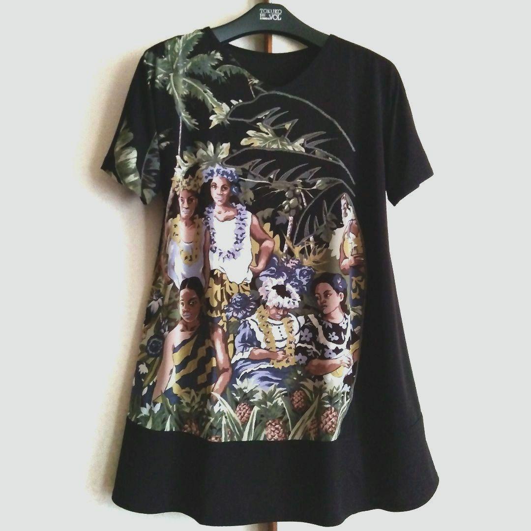 トクコプルミエヴォル 南国プリント 半袖チュニック