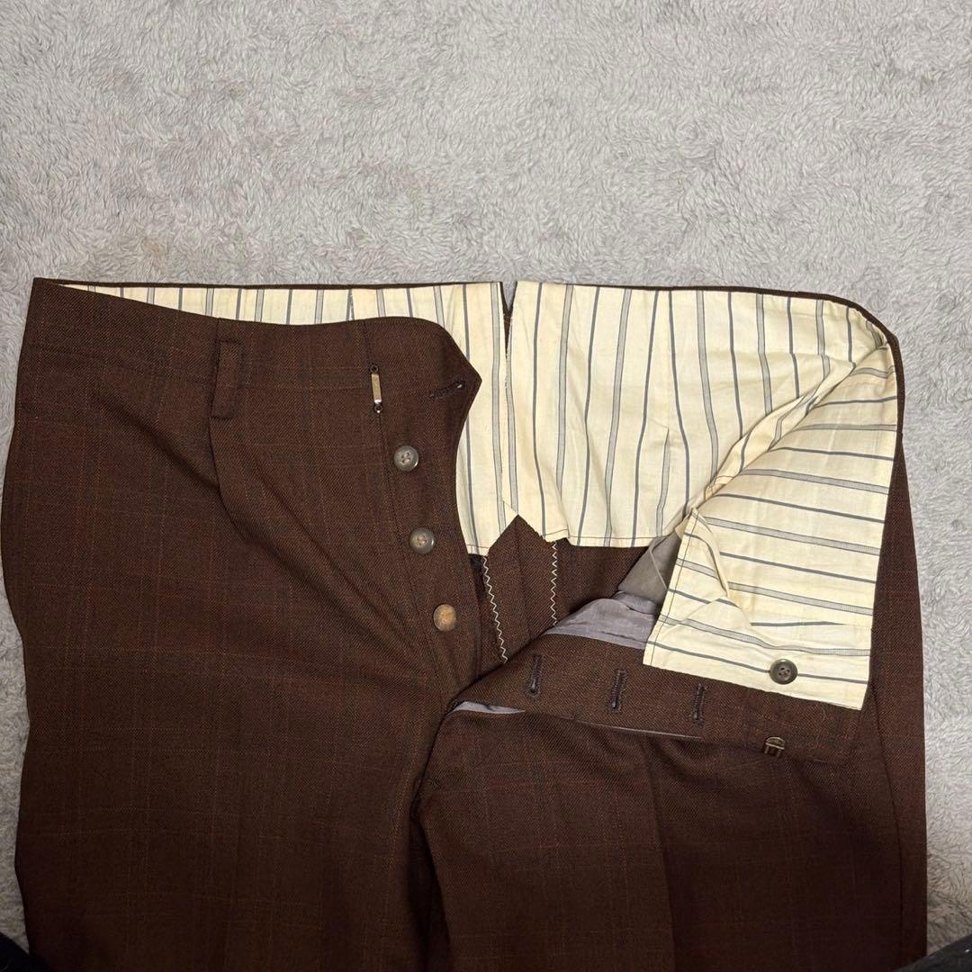 vintage セットアップダブル ボタンフライ Vスリット ブラウン BZ54