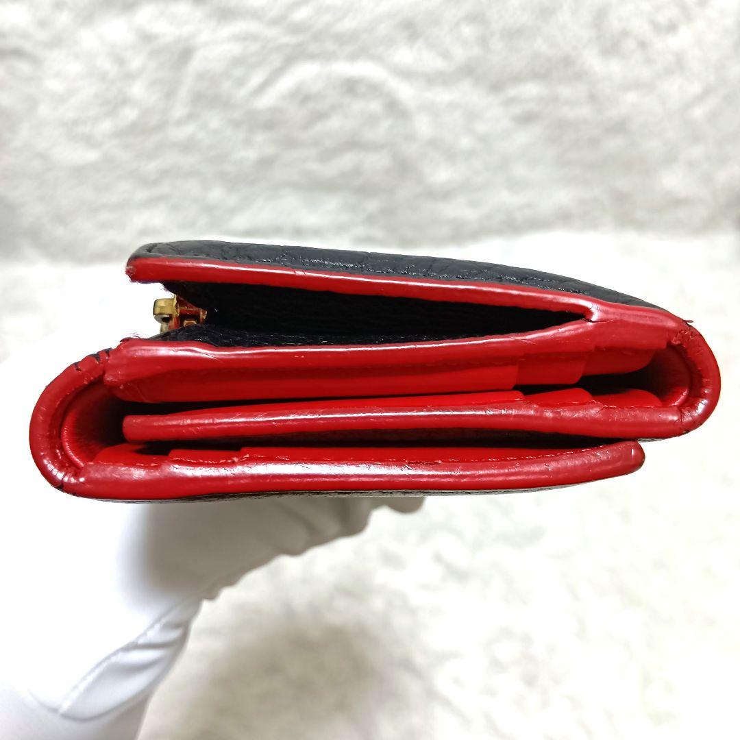 クリスチャンルブタン　三つ折り財布　ブラック　レッド　レザー　パルマ