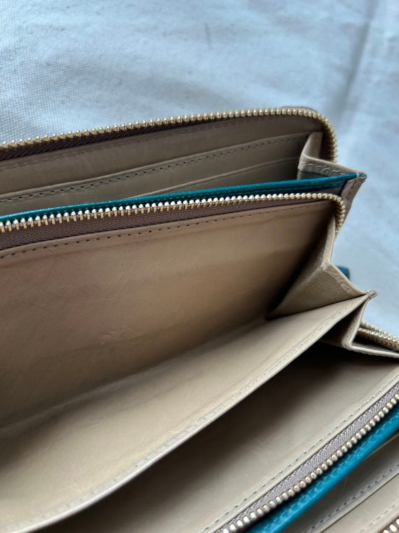 genten ゲンテン ガーデンカットワーク　長財布　ブルーグリー