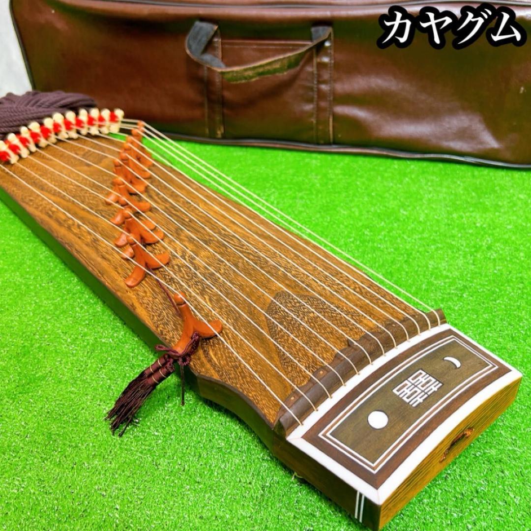 伽琴　カヤグム 和楽器 弦楽器　民族楽器　韓国　12弦　ケース付き