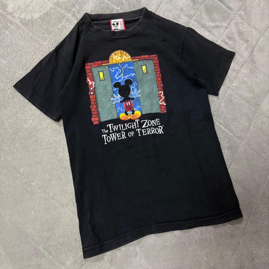 90s ヴィンテージ　ミッキー　ディズニー　タワー・オブ・テラー　Tシャツ　黒