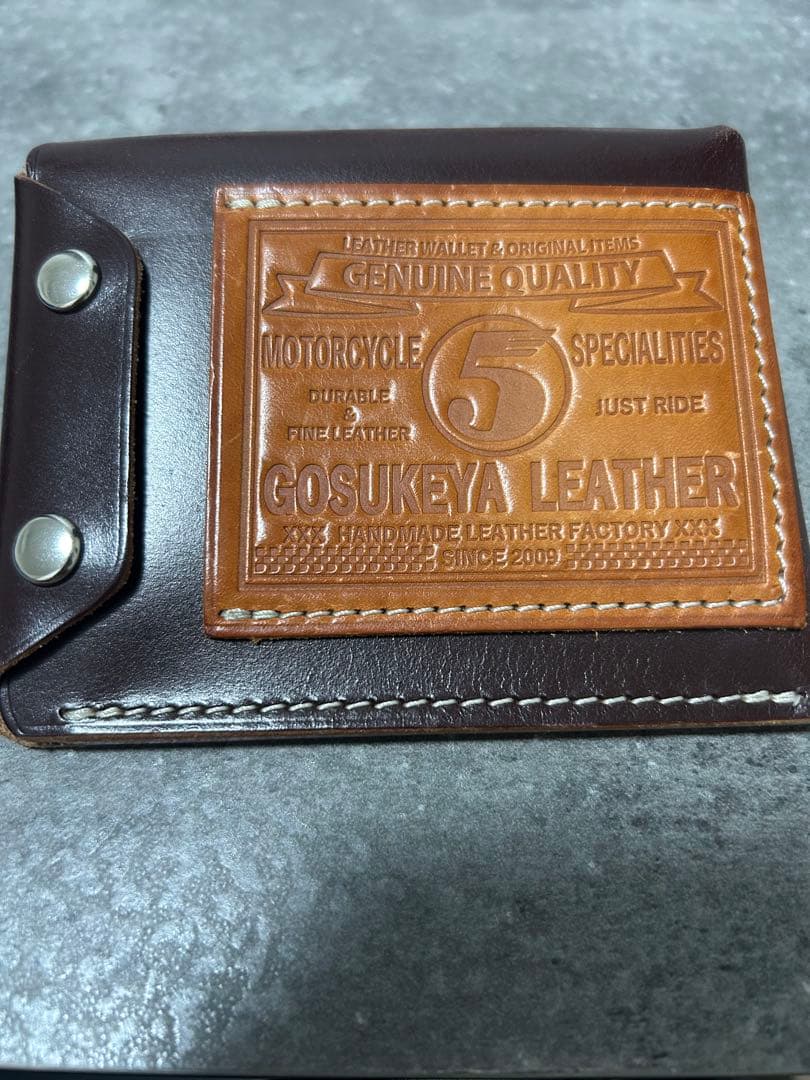 五助屋レザー　ライダースミニウォレット改　ワインモデル　ナチュラル　即購入OK