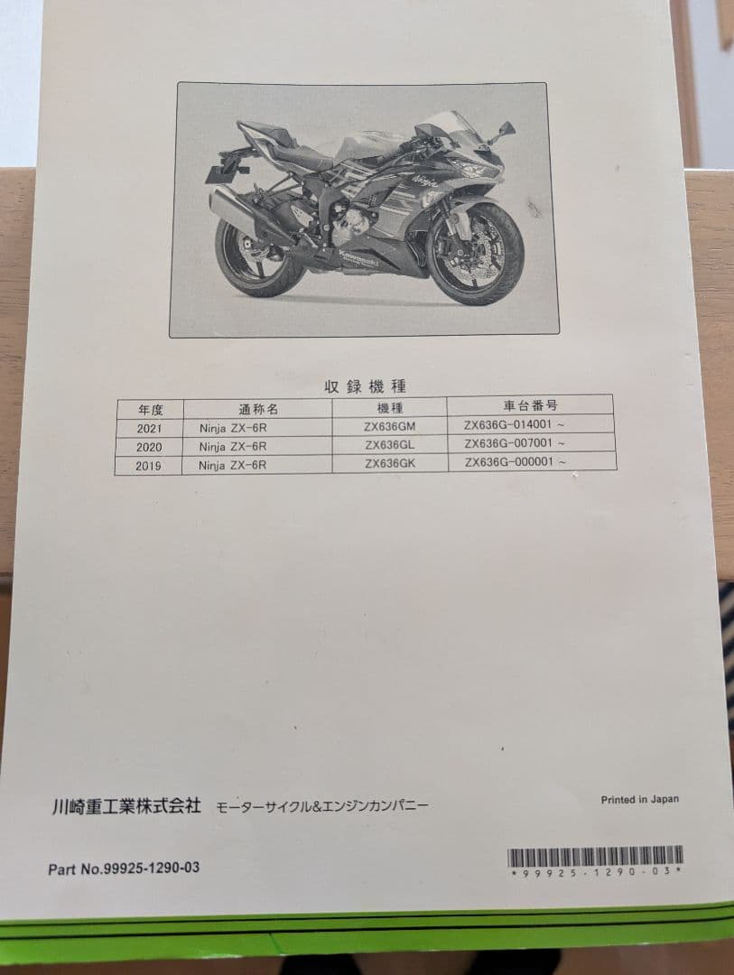 ZX-6R 19〜23 G型 サービスマニュアル