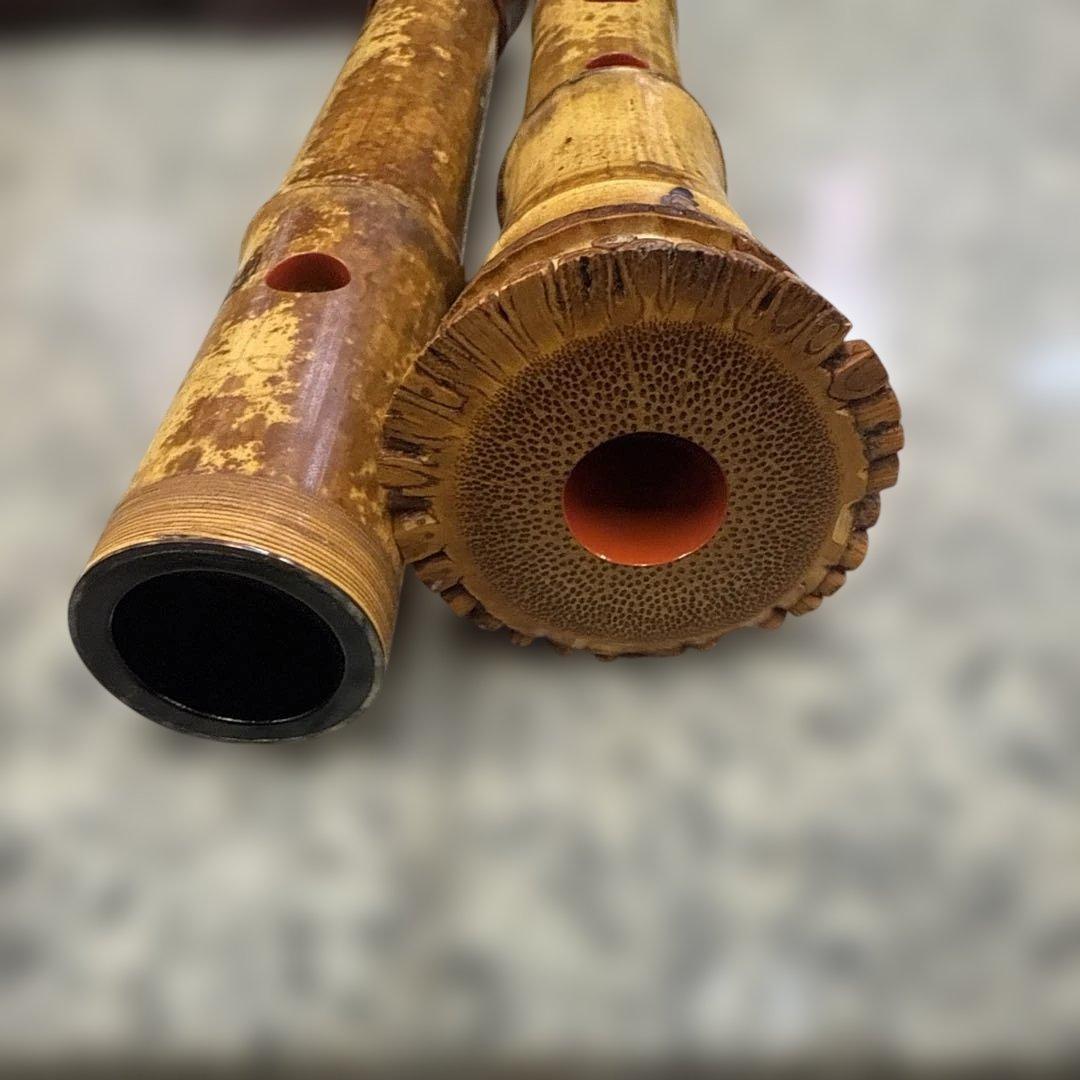 う*き様 尺八本体 竹製 5穴 彫刻あり 和楽器 仙山 取り外し 小物 格安