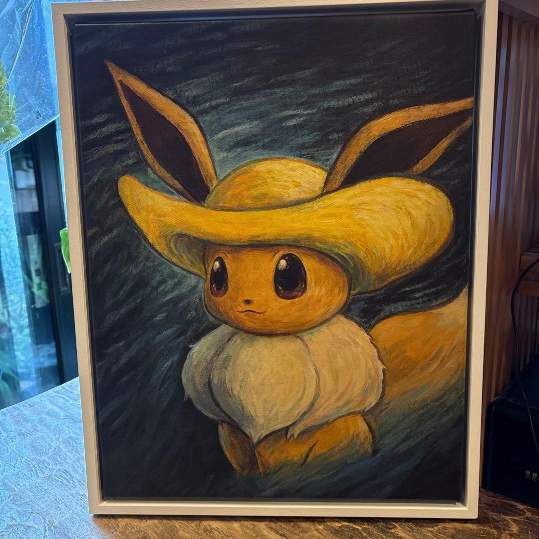 ゴッホ イーブイ キャンバス Sサイズ 白枠付き