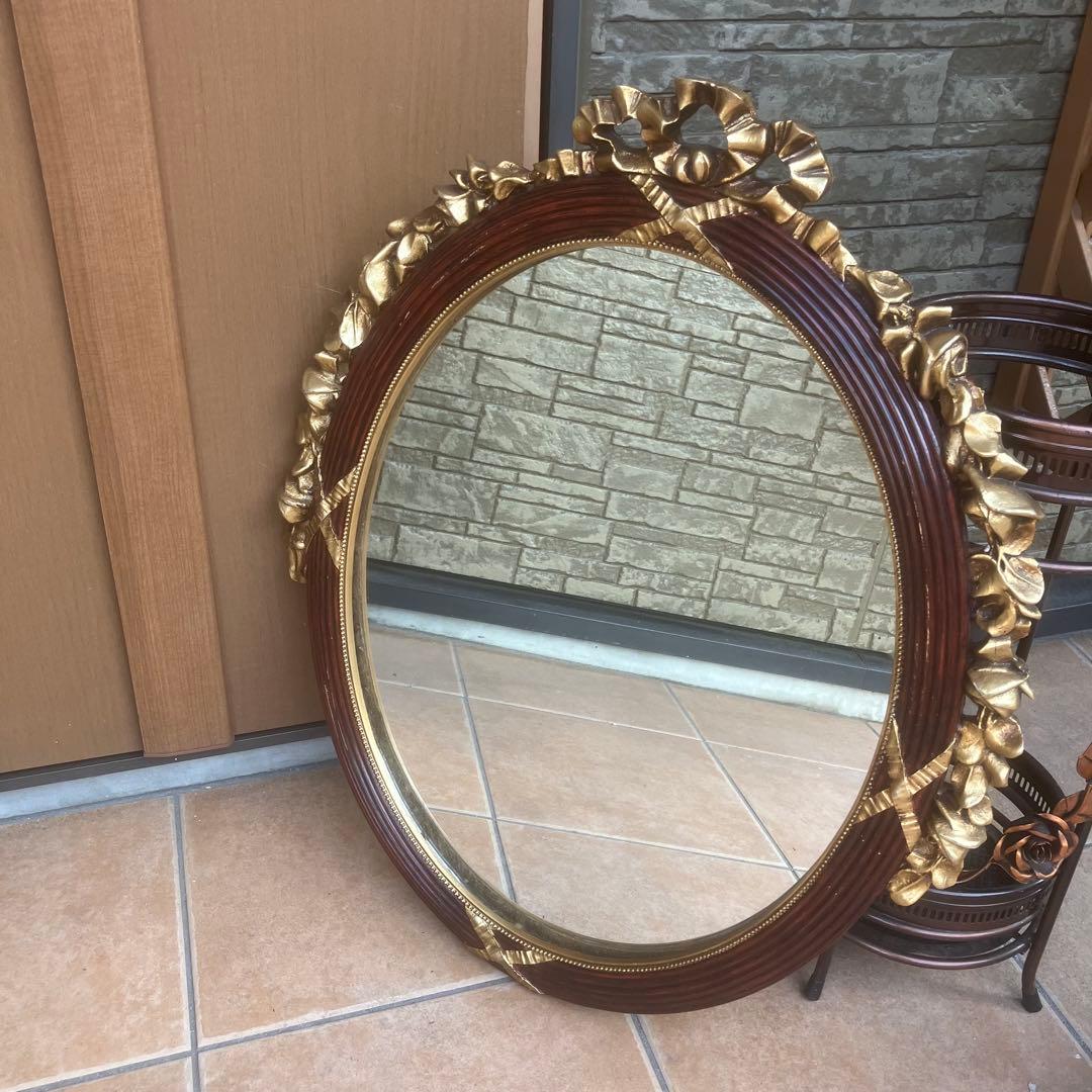 アンティークミラー 金彩色 イタリア製 ヴィンテージ 年代物 貴重品　ゴールド