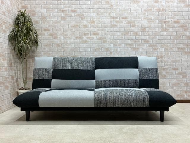 ソファーベッド　パッチワーク柄　MIX　BK　ソファ　新品