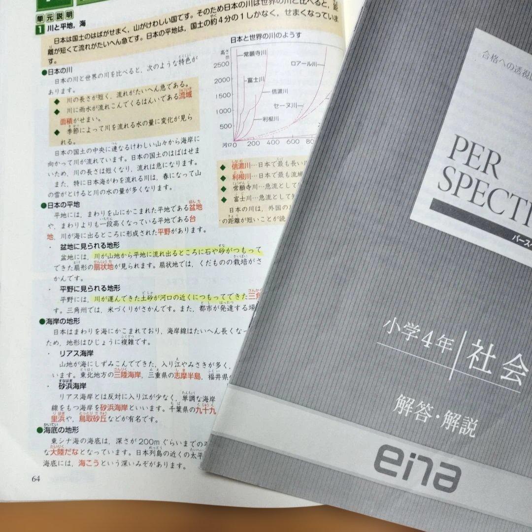 ほぼ未記入 ena 小4 テキスト　パースペクティブ 1年分　本科　講習　フル
