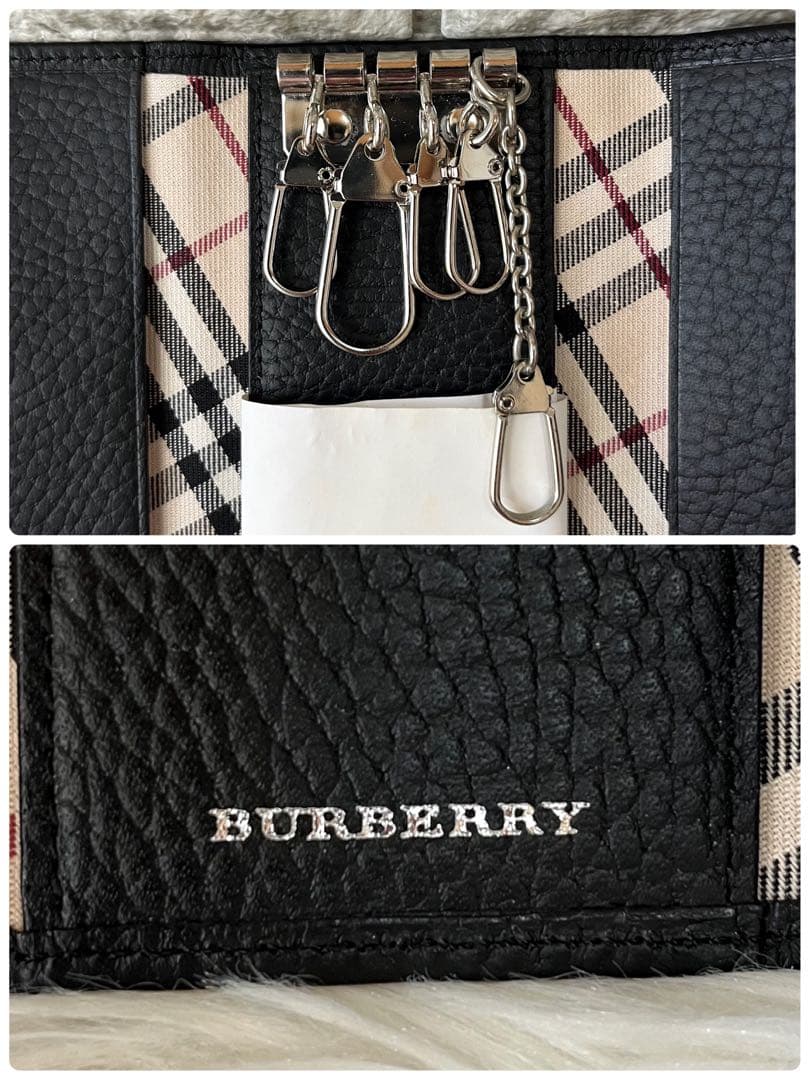 【新品未使用】バーバリー　裏地ノバチェック　レザー　5連キーケース　ユニセックス