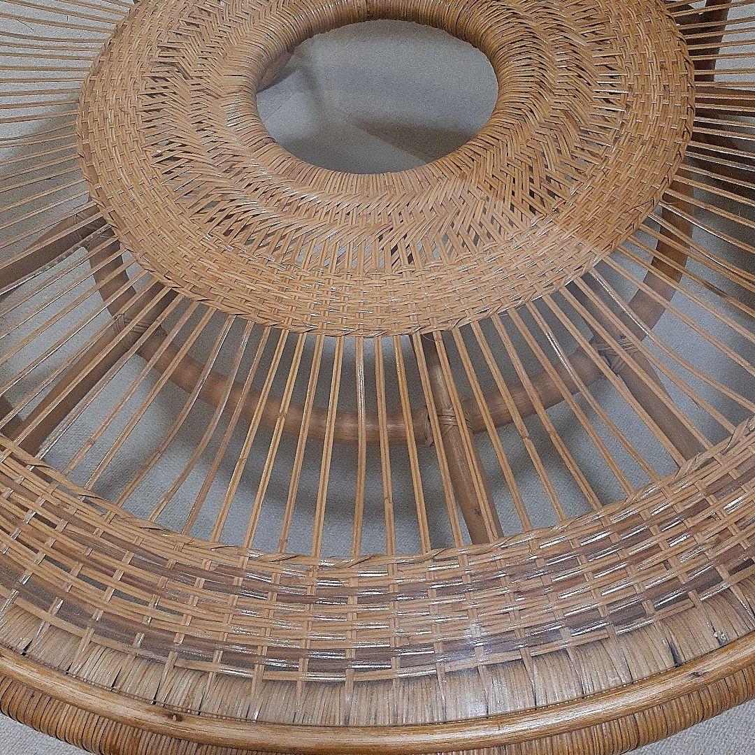 レトロ＊ラタンガラス テーブル