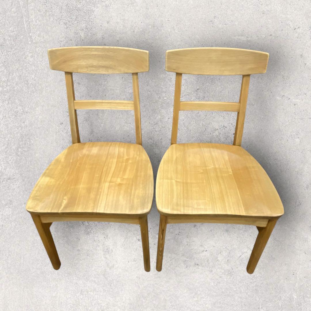 ダイニングチェア　2脚セット　オーク　木製　カリモク　無印　ナチュラル