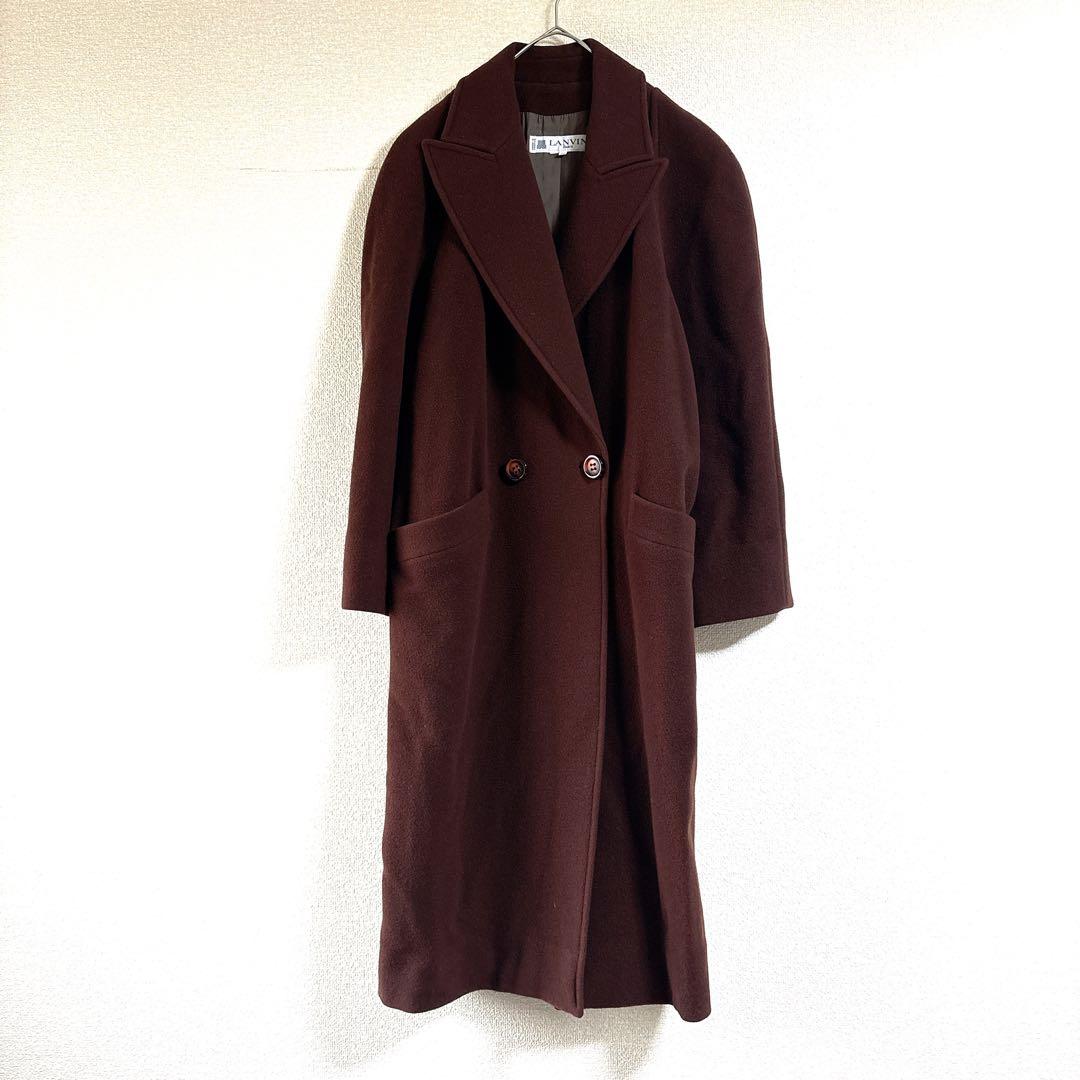 LANVIN 80s ヴィンテージ　ウールロングコート　フランス製　茶色