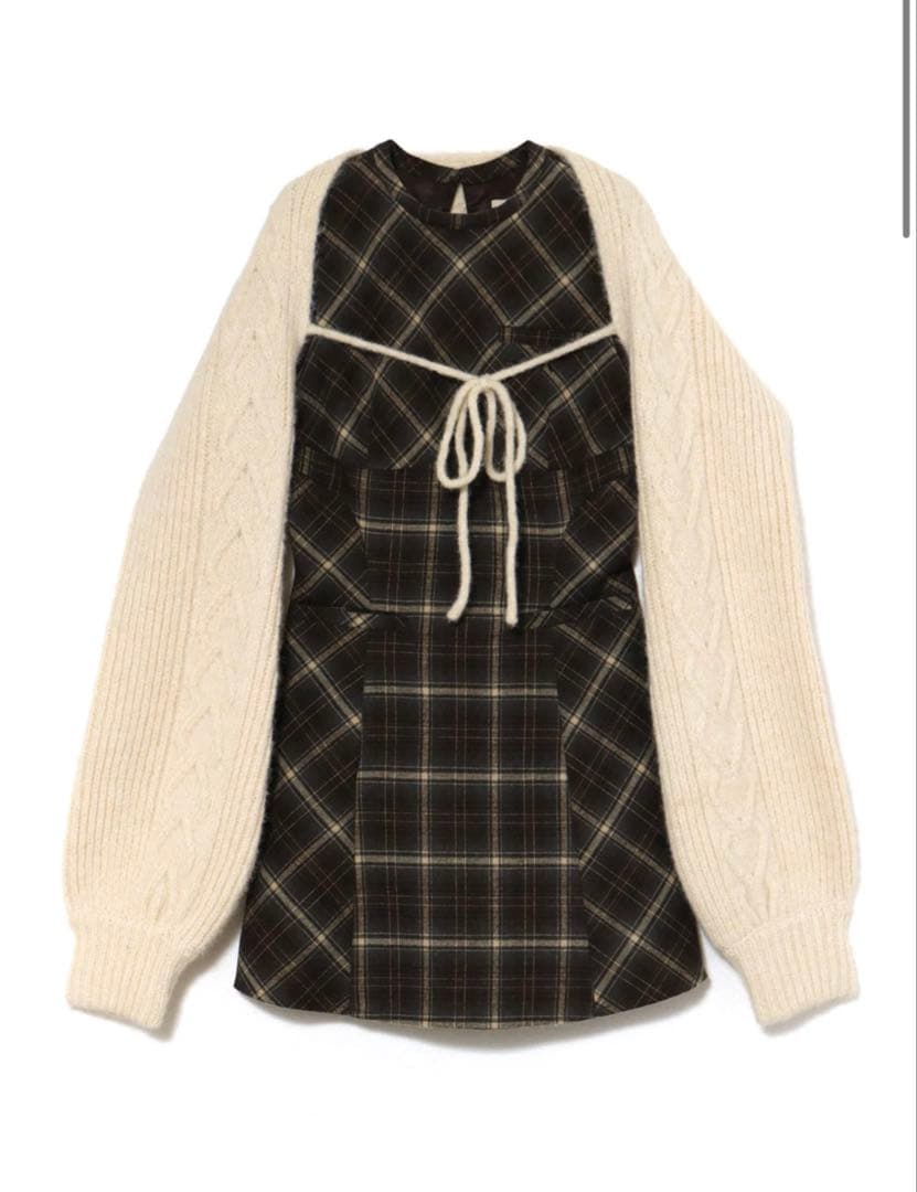 ワンピース ANDMARY Mimi check set mini dress brown