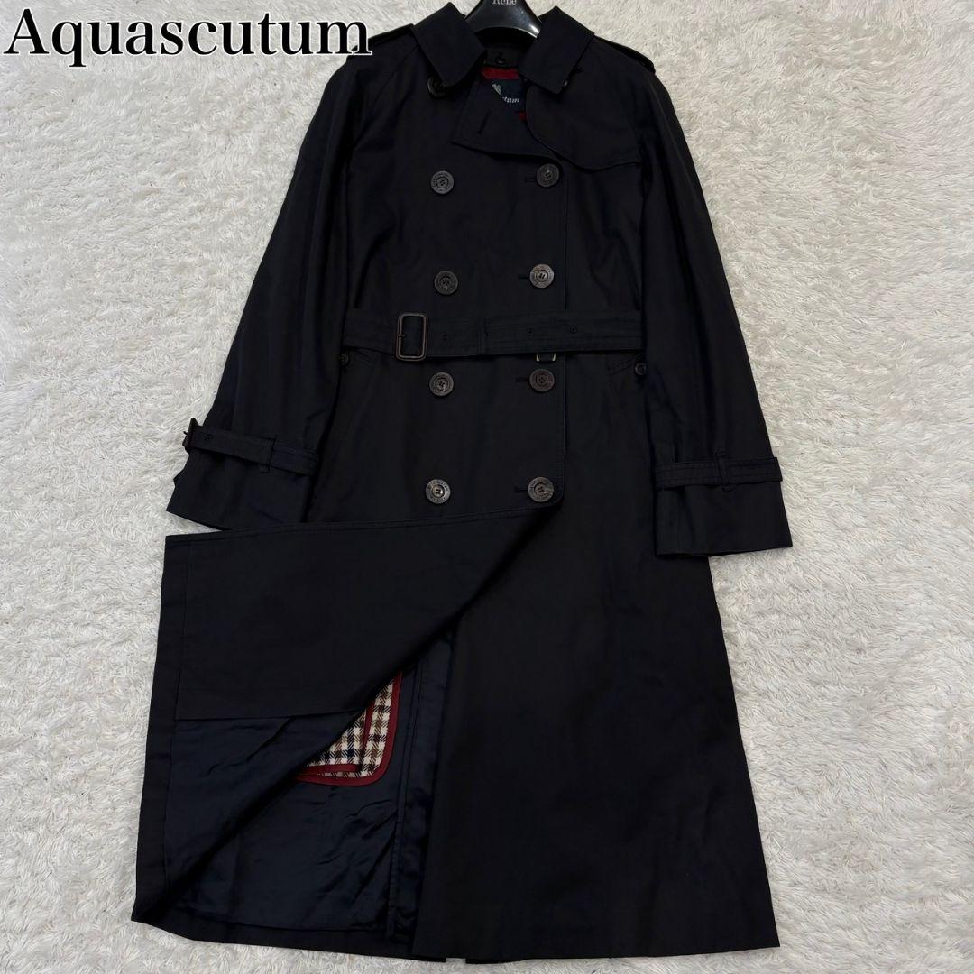 アクアスキュータム トレンチコート ライナー ブラック 2XL コットン ロング