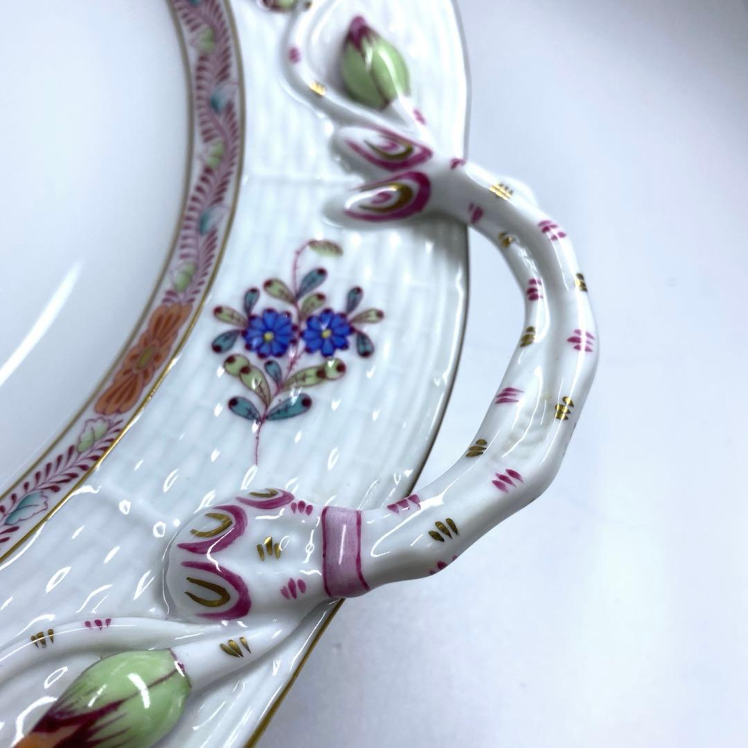 ヘレンド　アポニーフラワー多彩手付プレート　東Y7-0204☆2Fタカチ