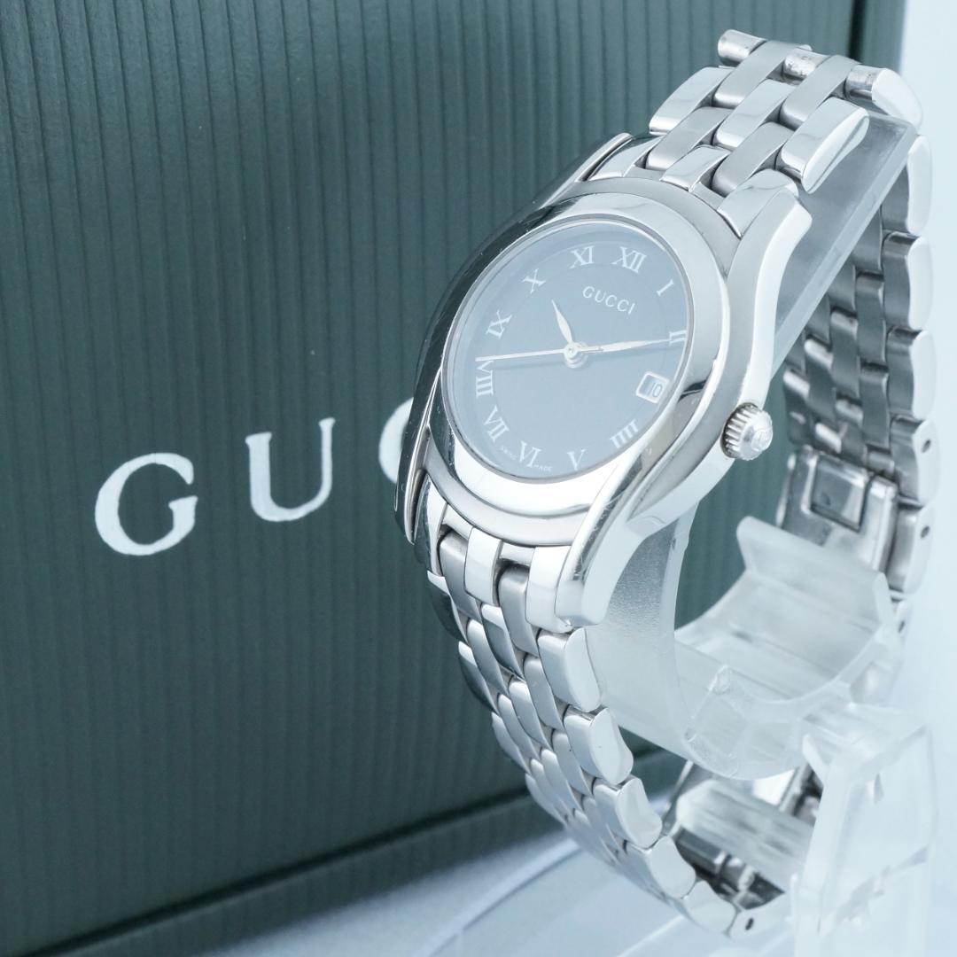 洗浄済み グッチ 5500L ブラック文字盤 レディース　箱付 稼働　保証書