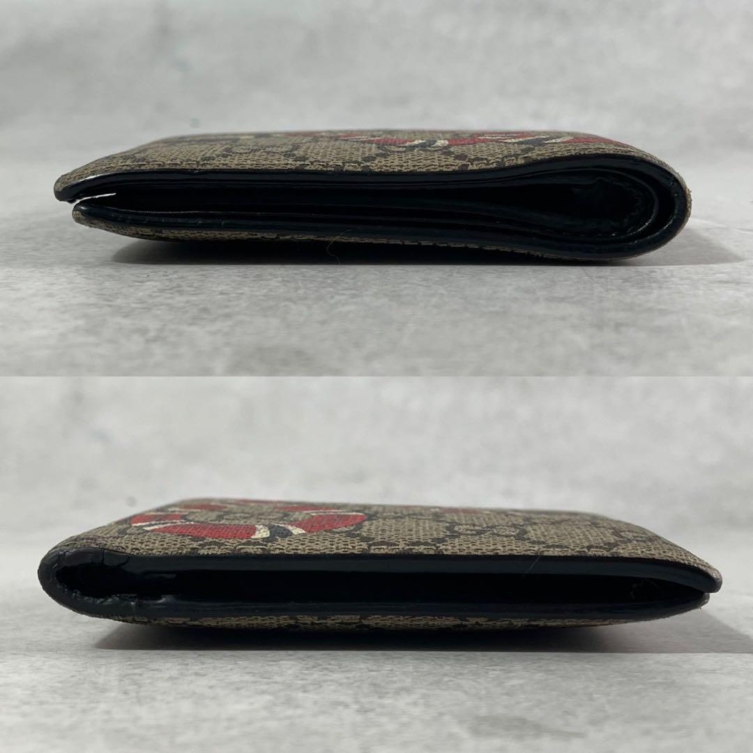 【美品】グッチ 折り財布 スネーク GG スプリーム ヘビ