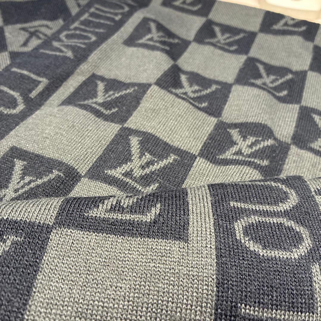 Louis Vuitton チェック柄マフラー ネイビー/グレー