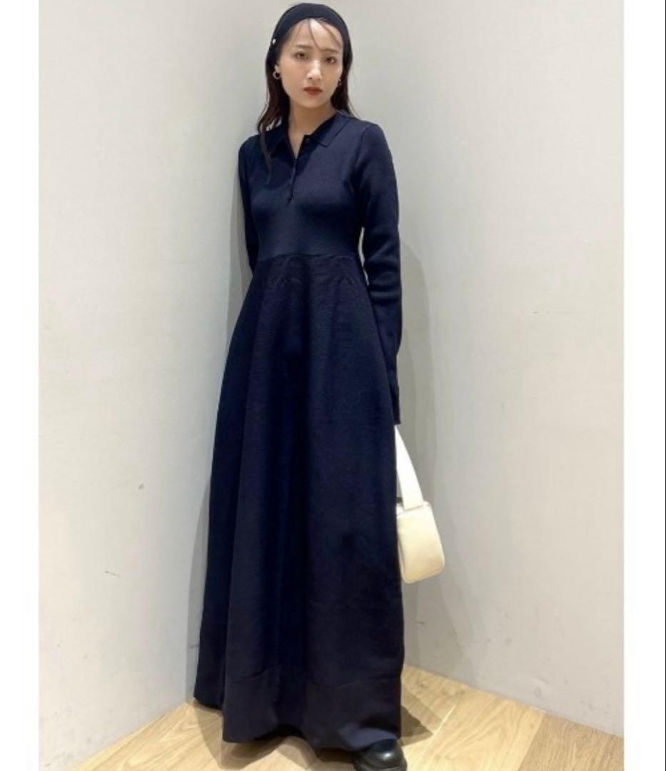 【完売品】フォルムポロニットワンピース ネイビー