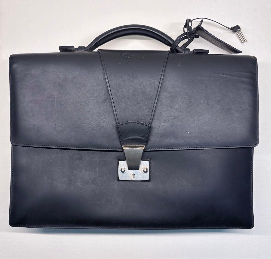 Cartier ブラック レザー ブリーフケース　ビジネスバッグ