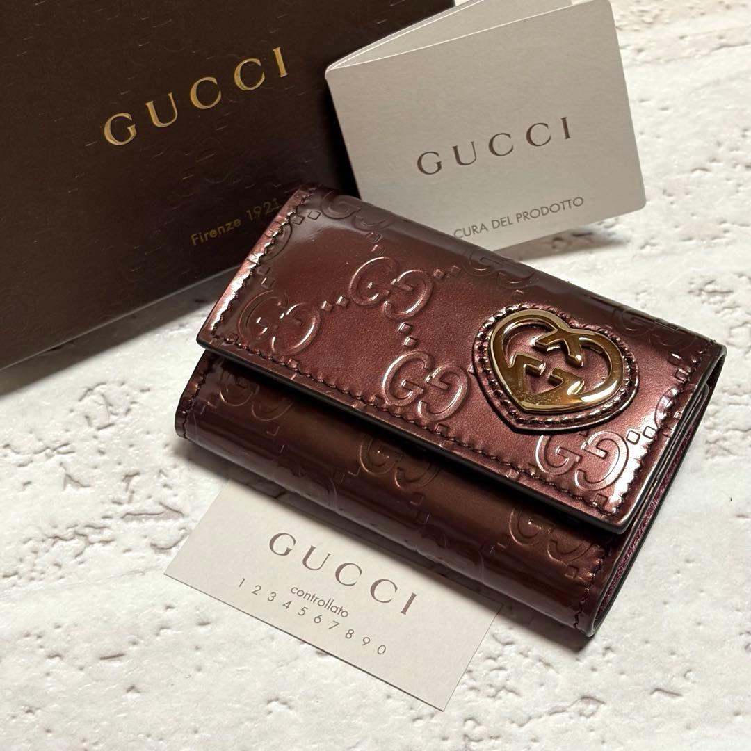 GUCCI キーケース ラブリー ハートロゴ レザー 美品 未使用 箱付き
