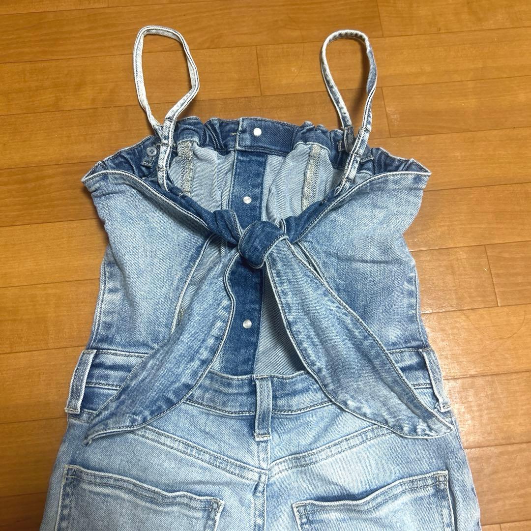 GYDA BACKリボンデニムロンパース S