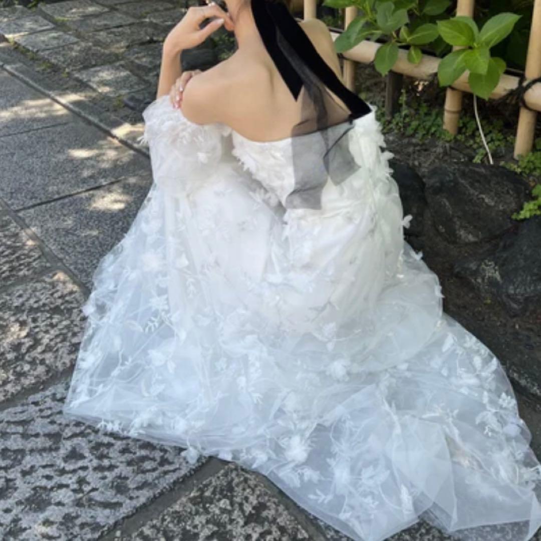 dressproduction 【W272】フラワーレースパフ スリーブドレス