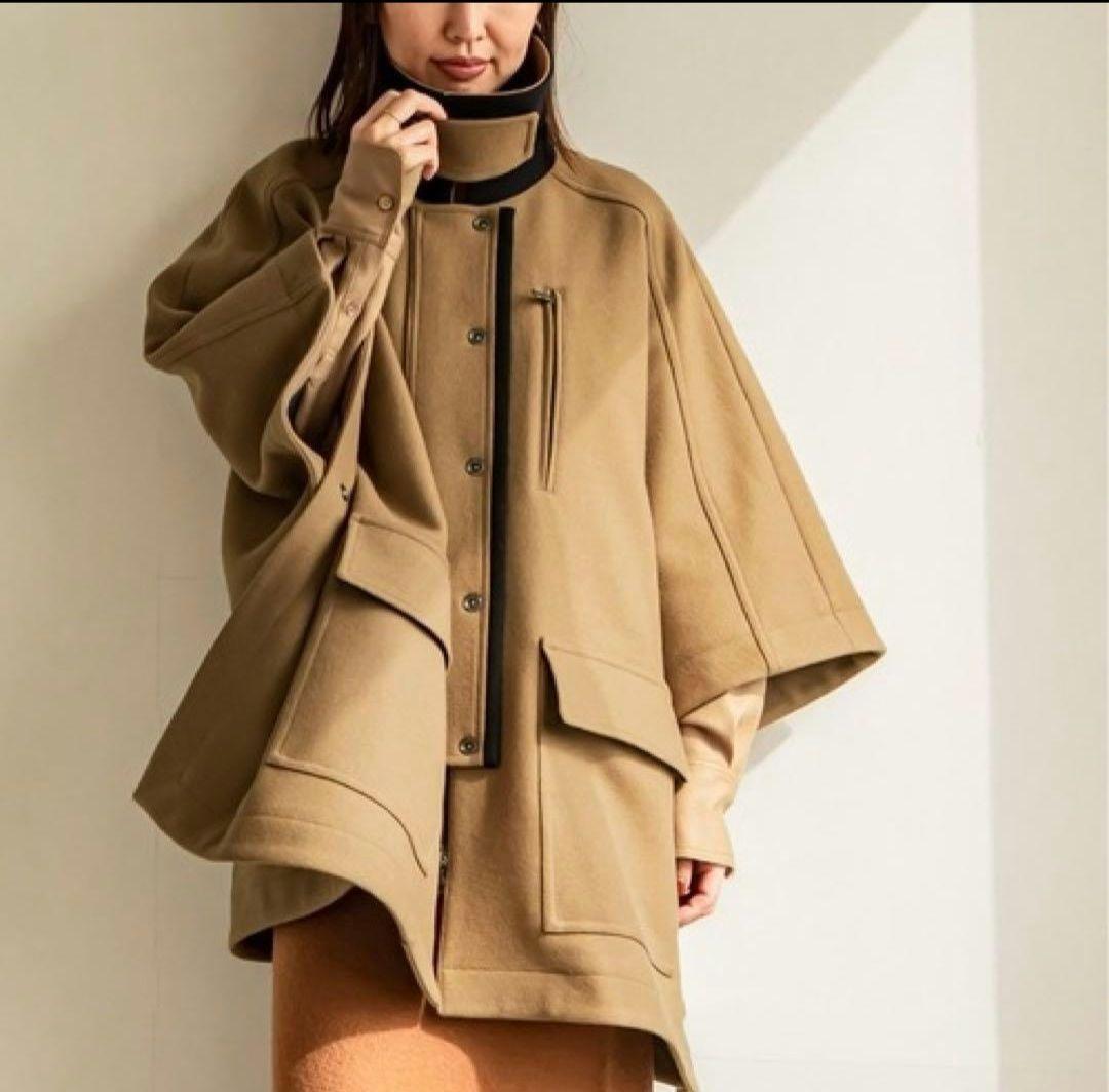 Noble N.Jam ハンティングコート　ケープ　ポンチョ　モカ系　日本製